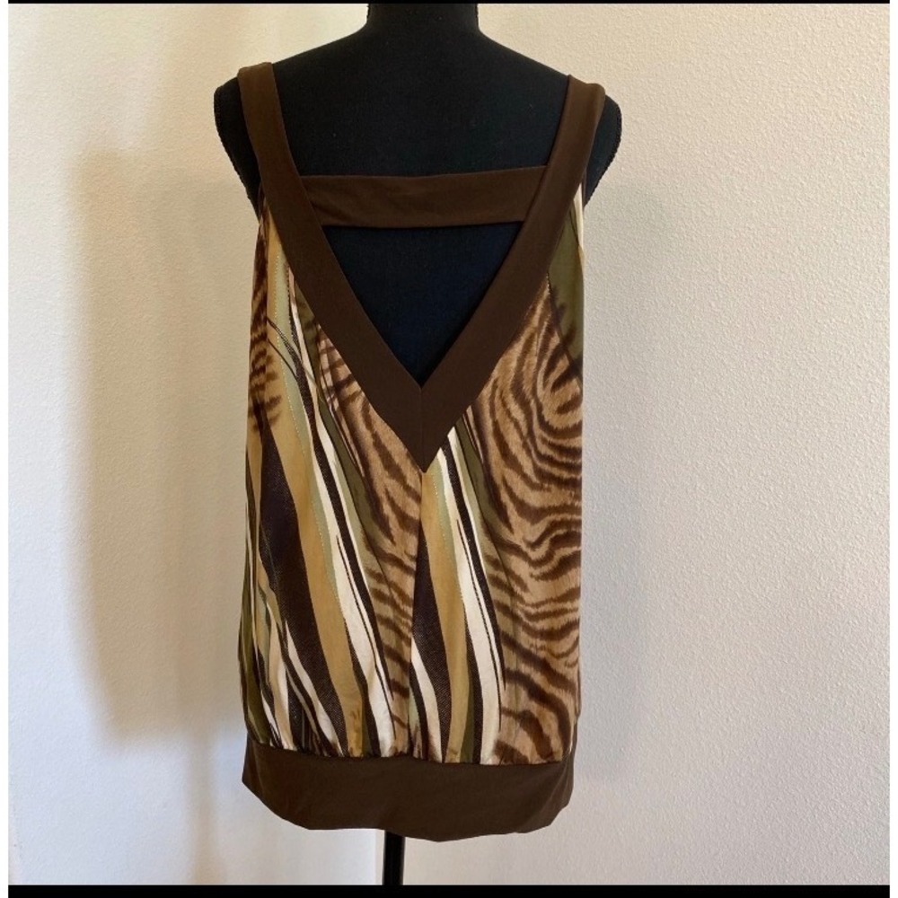 VTG Y2K Kiwi Top L Babydoll Brown Zebra Forest Fairy Whimsigoth Boho Grunge Tank - Picture 2 of 6